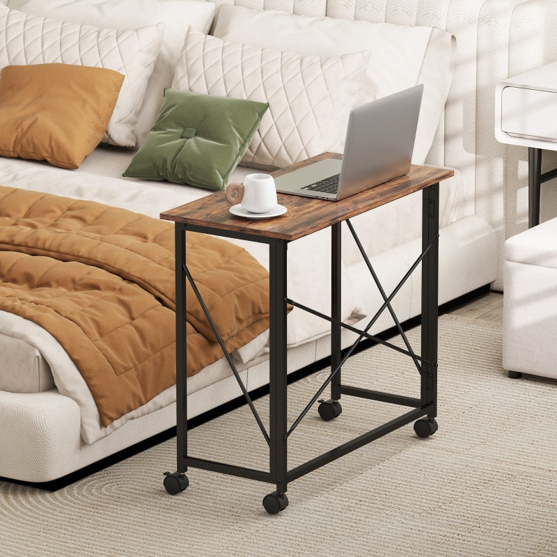 Folding Desk 80 cm on Wheels - Rustic Brown