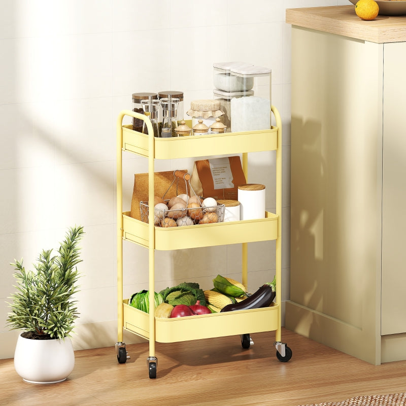 Storage Trolley 3-Tier Steel Yellow