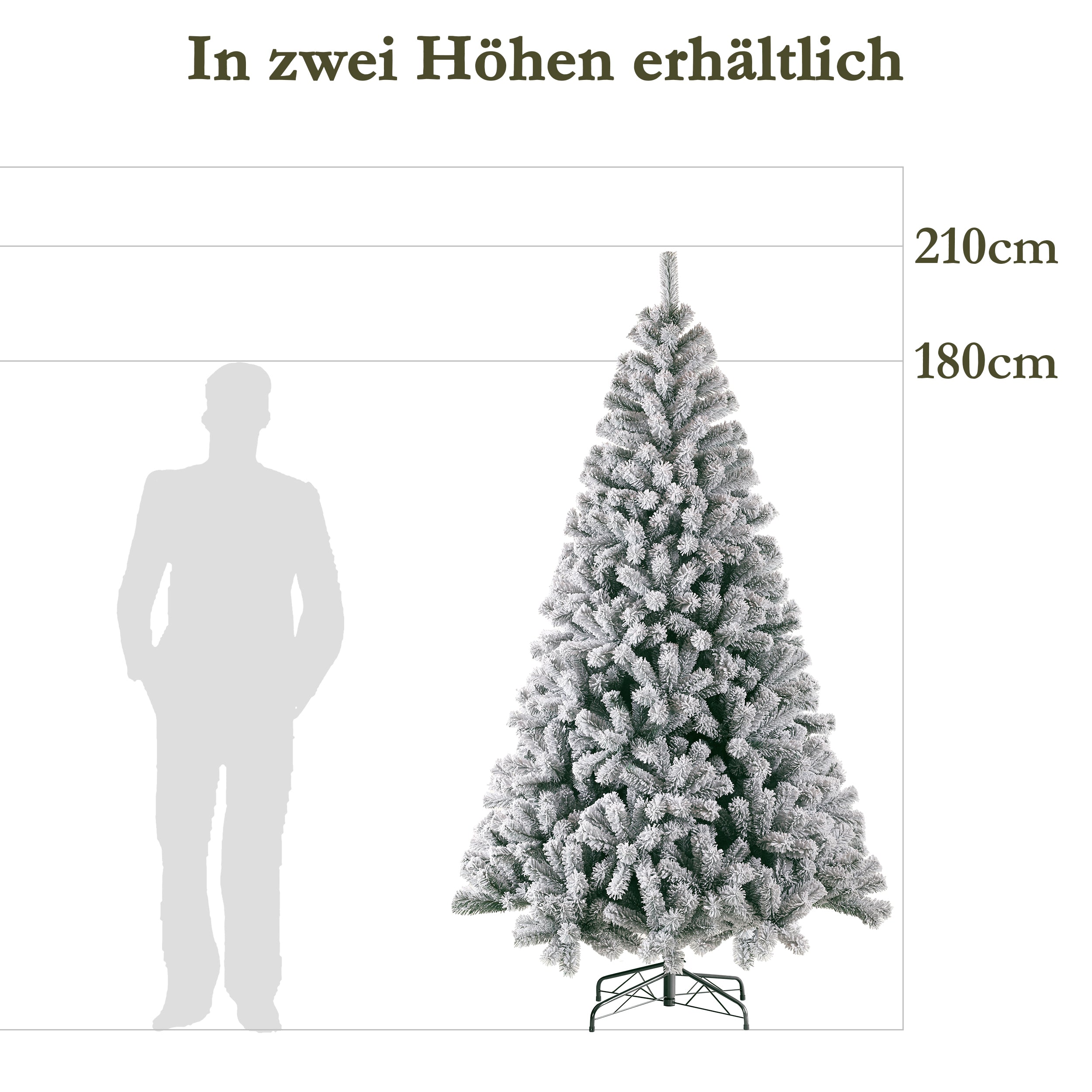 Artificial Christmas Tree 210cm Snow Fir 1298 Tips, 100% PVC