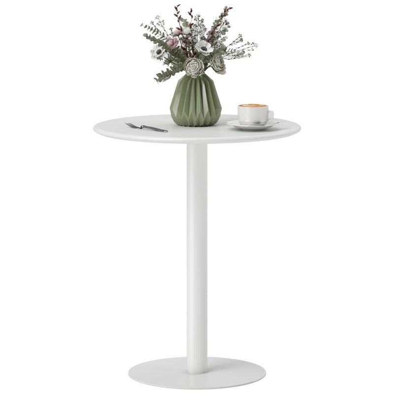 Dining Table Round for 2 People Modern Steel White