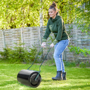 Garden Lawn Roller 50cm Push Pull Water Sand Fillable Cylinder Steel