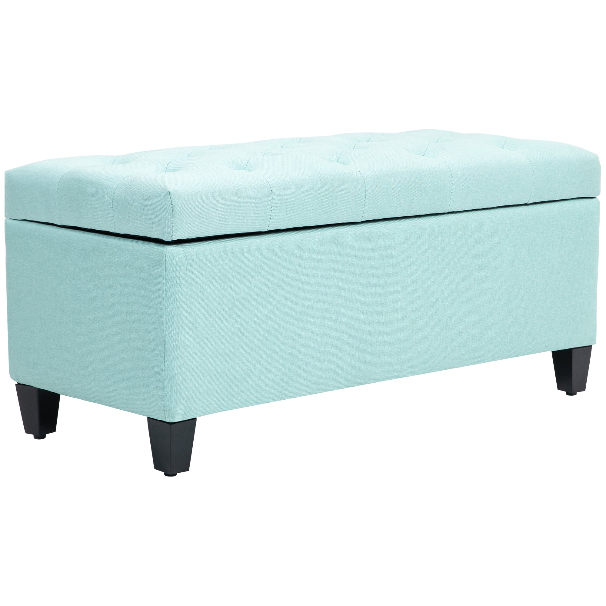 Bench Upholstered with Storage Space, Linen-like Polyester, Green