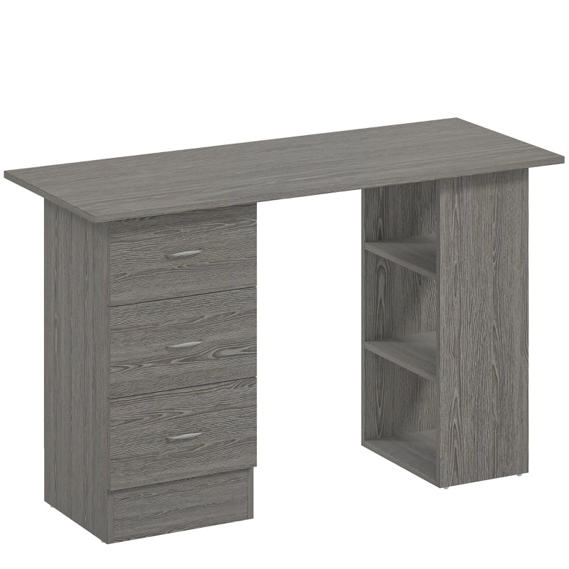 Computer Desk with 3 Shelves and Drawers for Home Office, Grey
