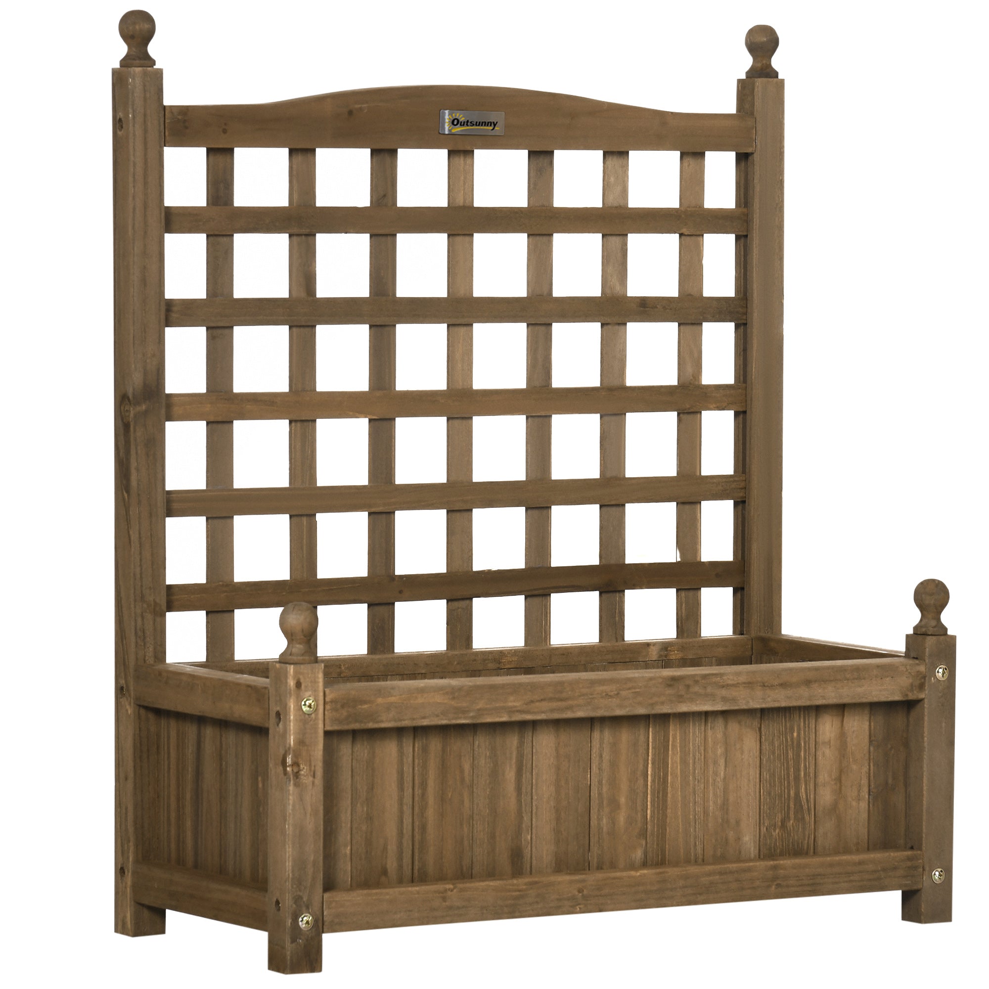 Garden Planters Trellis Raised Bed Wood Brown