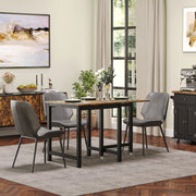 Extendable Dining Table, Folding Kitchen with Wheels, Metal Brown