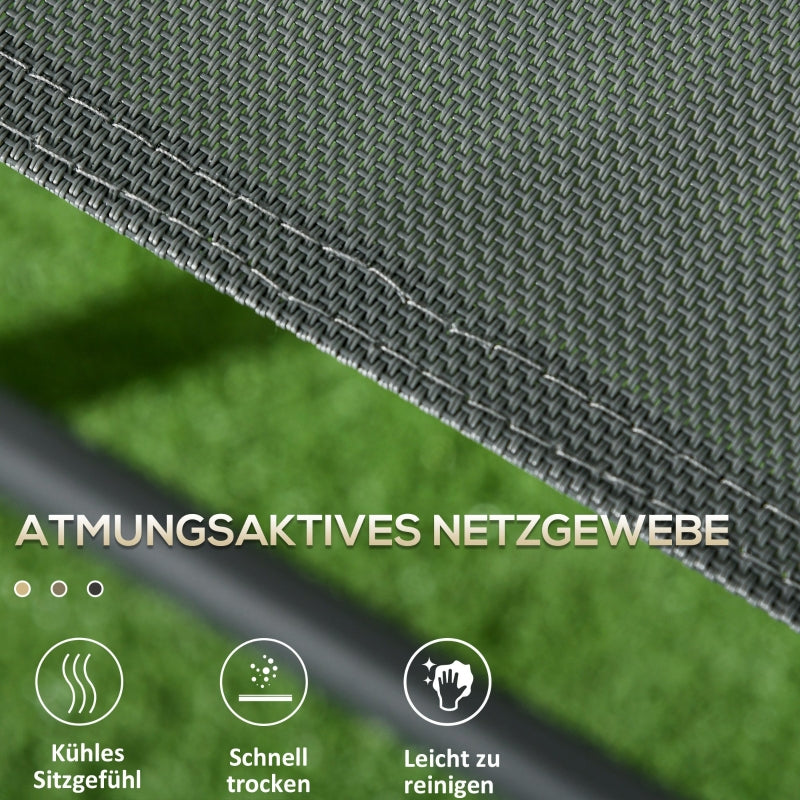 3-Piece Metal Bistro Set Folding Glass Table & Chairs - Dark Grey