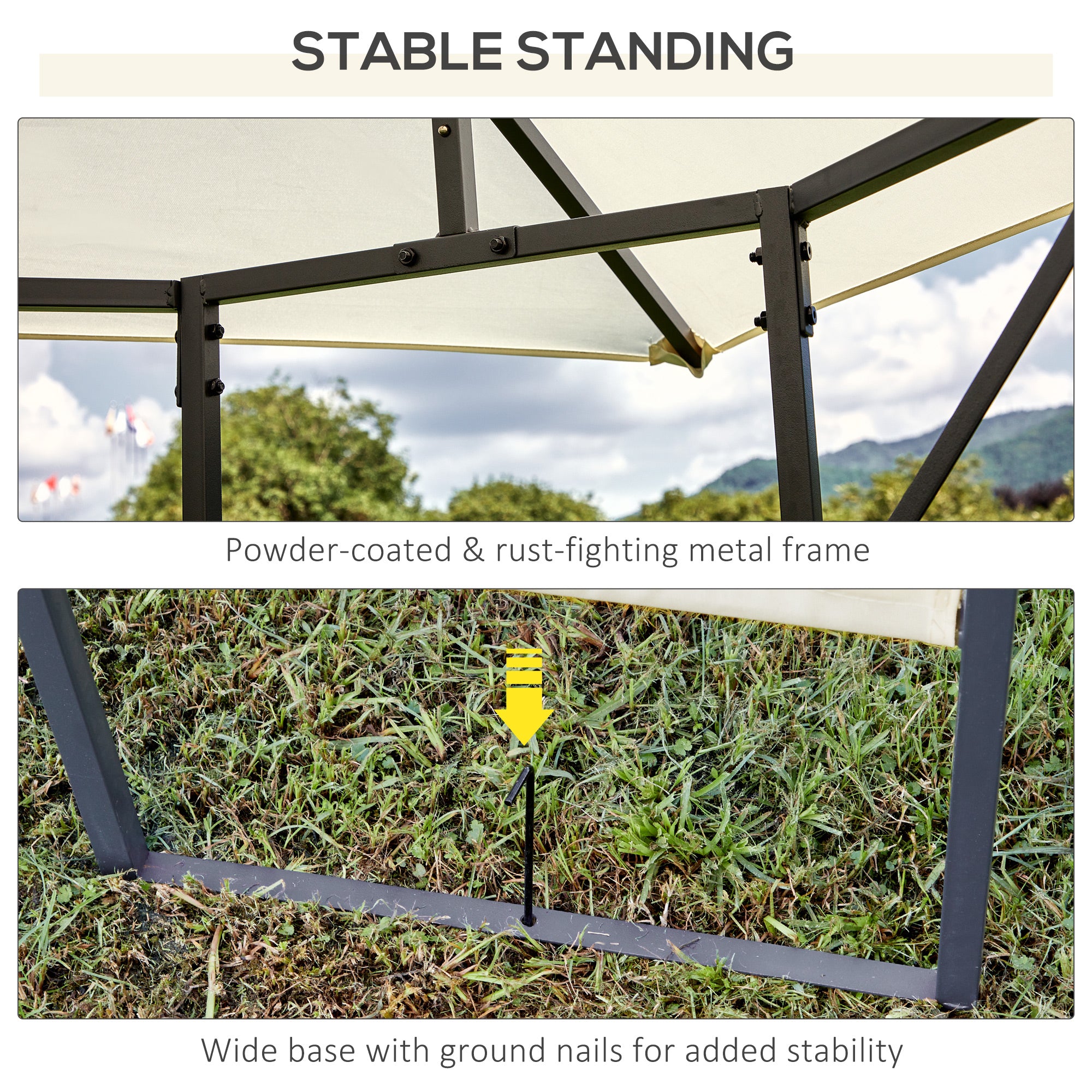 3x3m Garden Gazebo Marquee Steel Frame Water Resistant, Cream