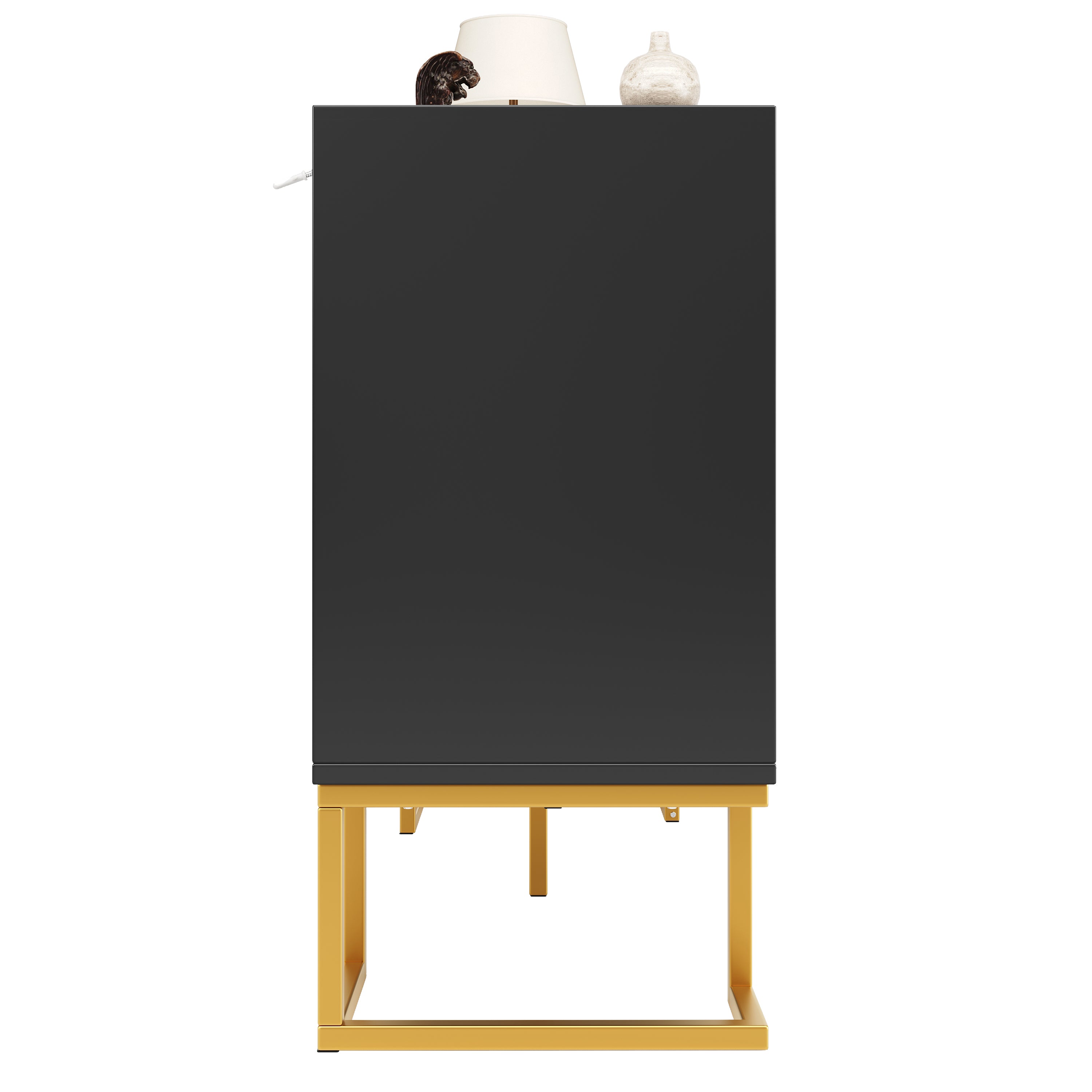 Modern Side Cabinet 140x40x80cm 4 Doors Adjustable Shelves - Blue/Black