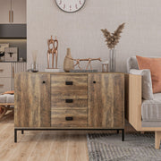 Sideboard Retro 2 Cabinets 3 Drawers Mango Wood-Effect