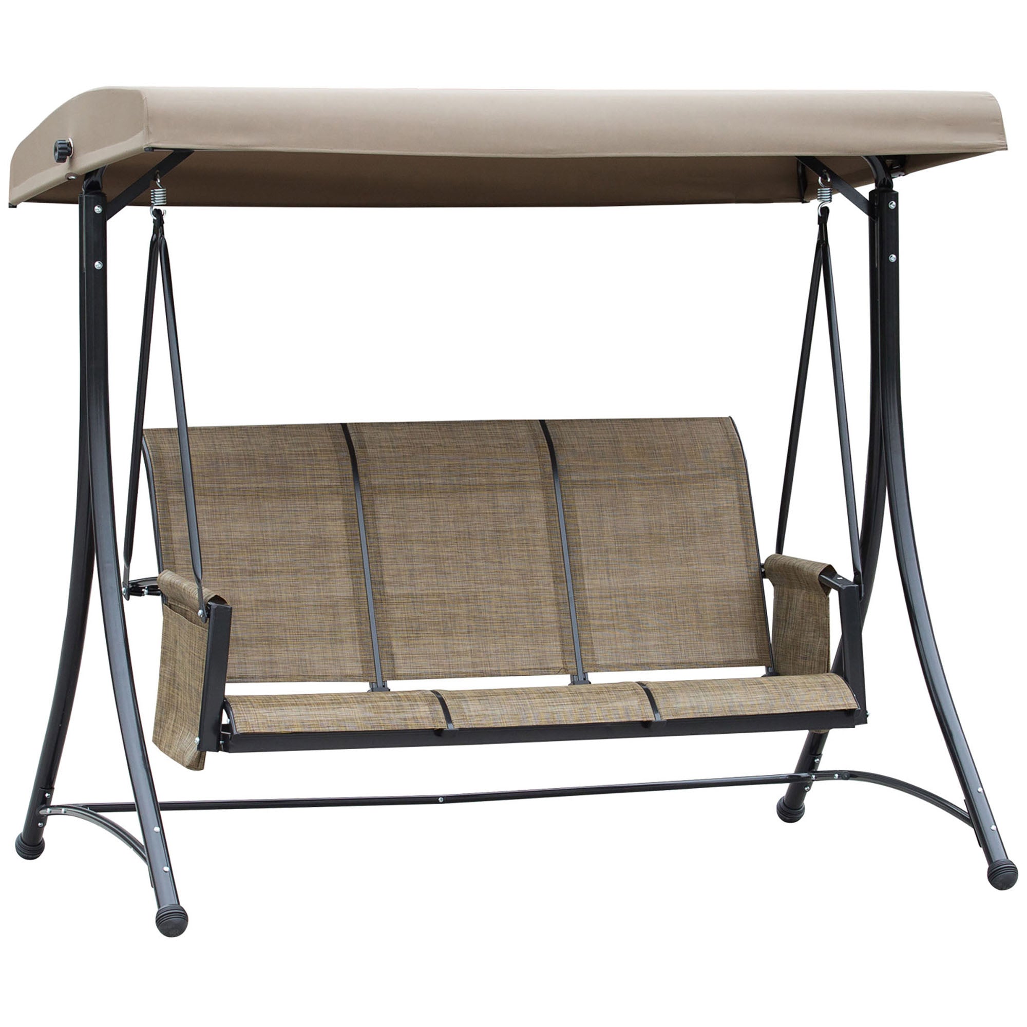 Outsuuny Hollywood Swing 3-Seater Adjustable Sunshade 300kg Capacity, Brown