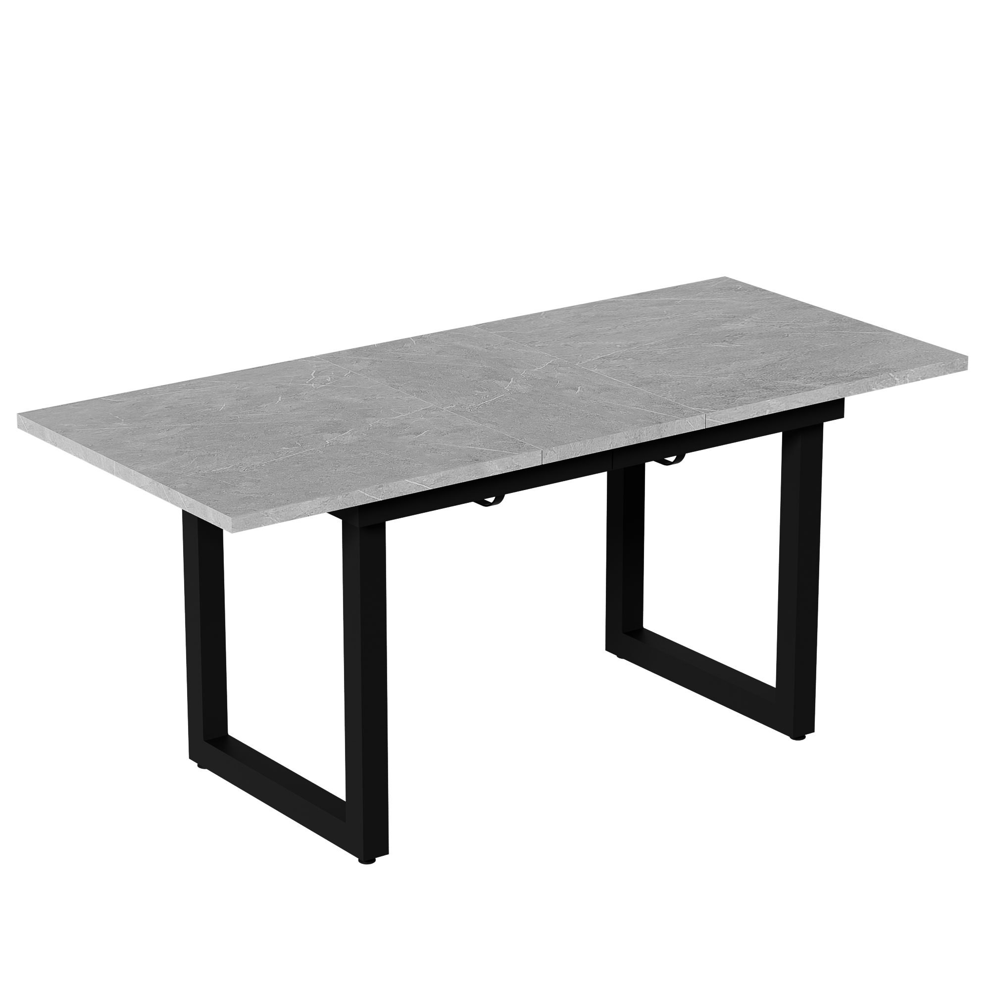 Extendable Dining Table 140/180cm Rectangular Industrial Style - Concrete Look/Black
