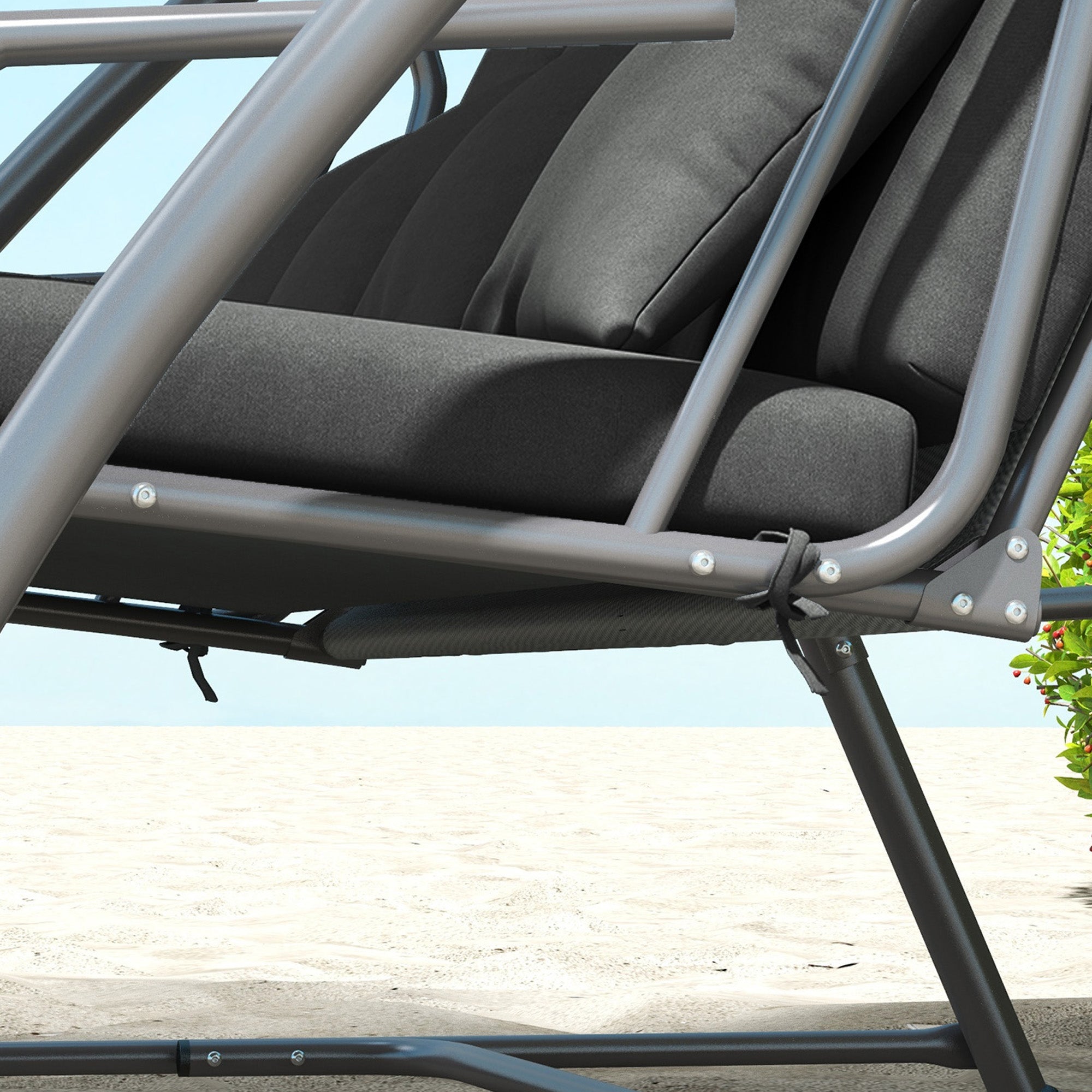 Cushion Set 170cm Hollywood Swing Chair & Back Cushions Weatherproof, Dark Grey