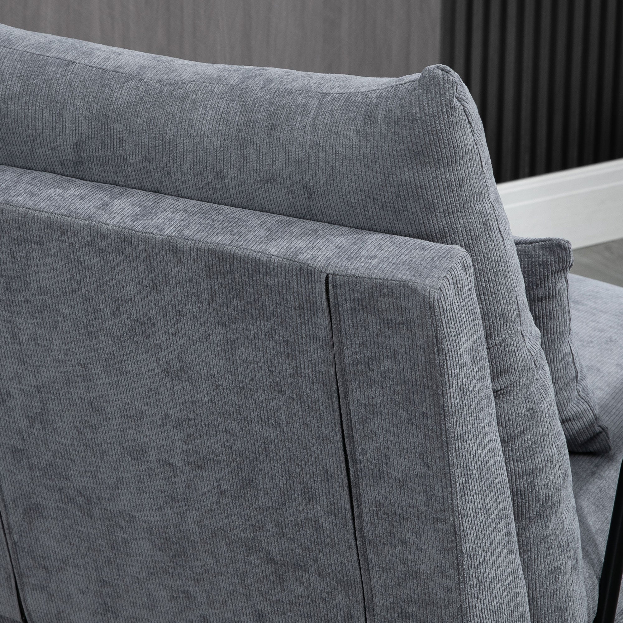 Reclining Armchair with Footstool, Adjustable Backrest Upholstered, Grey