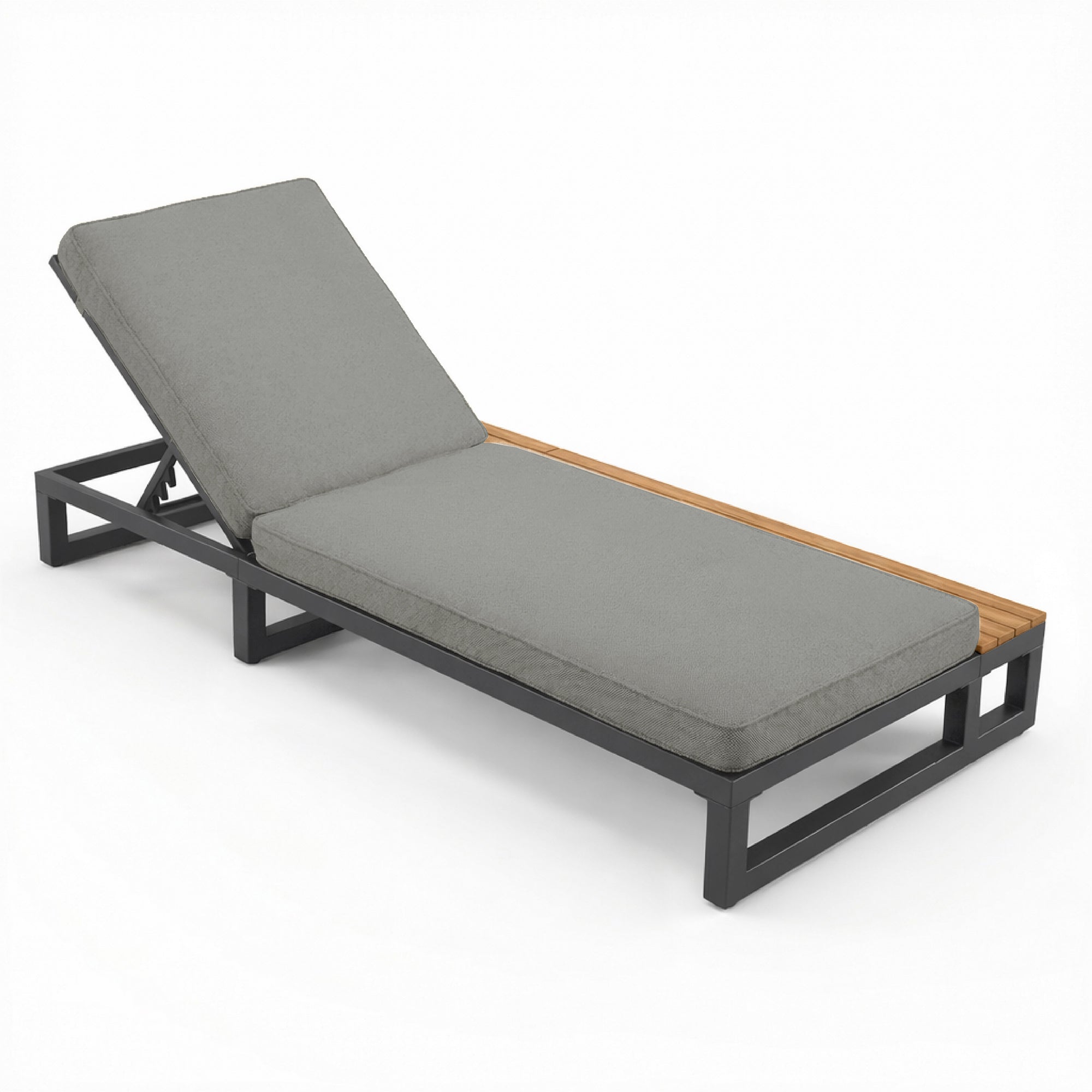 Outdoor Patio Daybed with Adjustable Backrest and Shelves, Waterproof, Gray