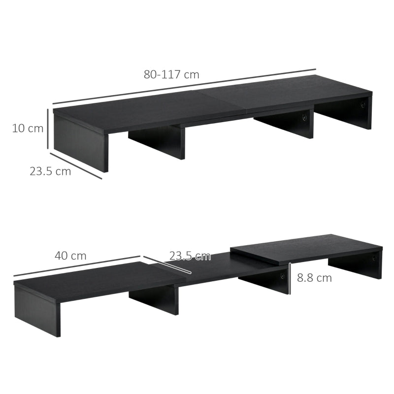 Dual Monitor Stand Riser, Adjustable Length and Angle, Black