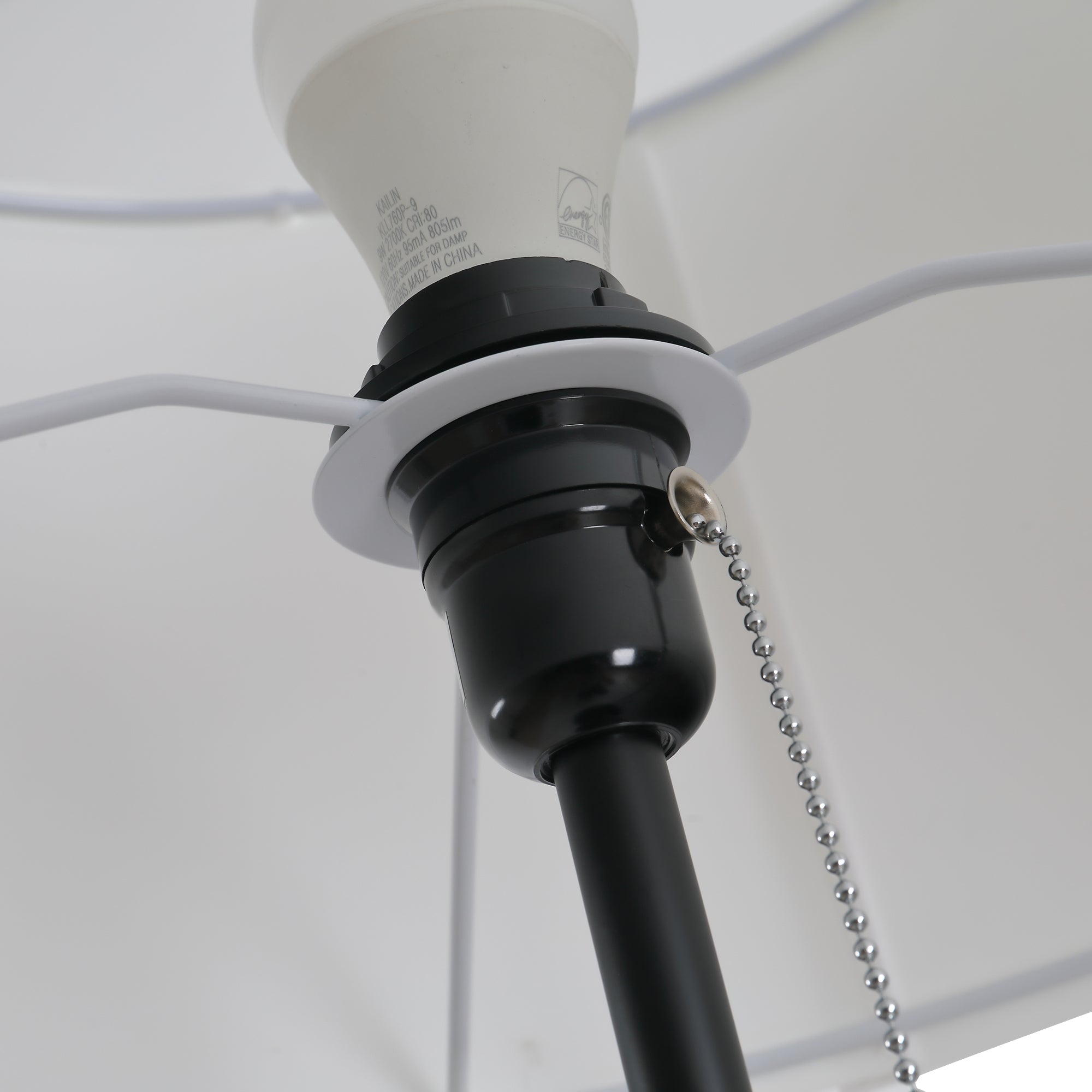 Floor lamp modern E27 stylish, black & white, steel & polyester