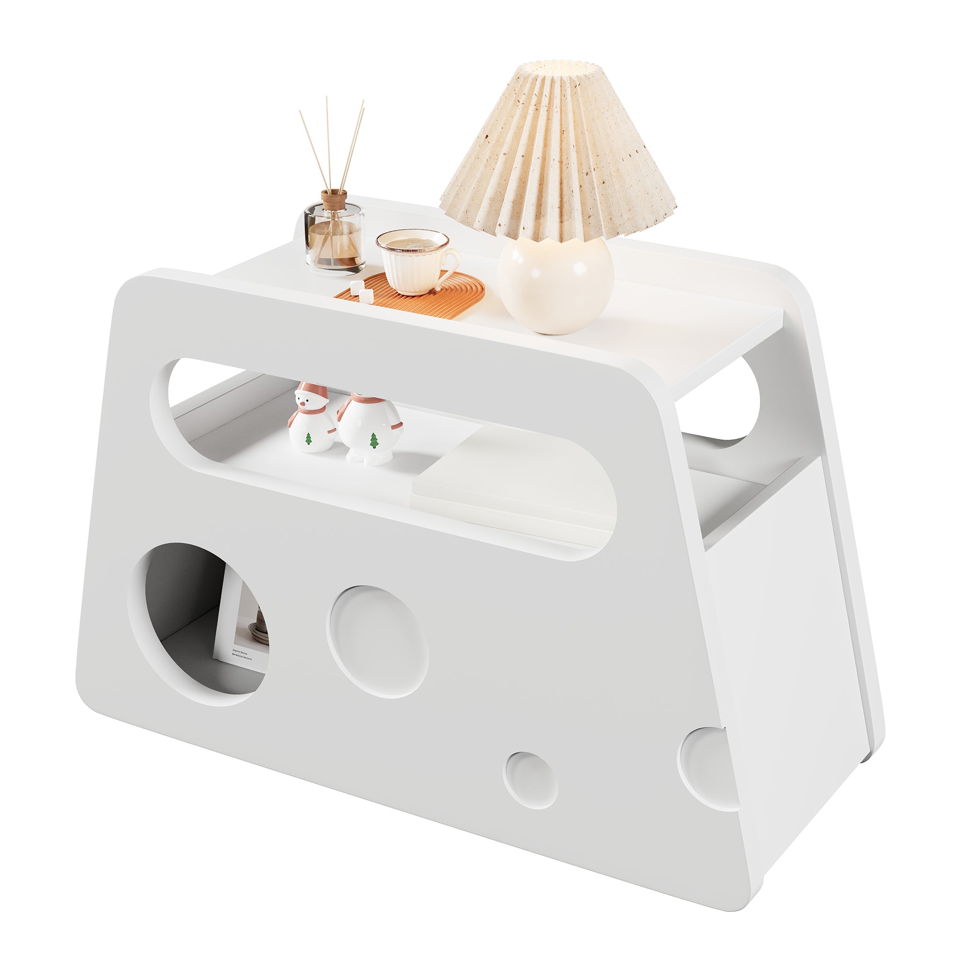 Sideboard, Mobile Space-Saving with Casters, White