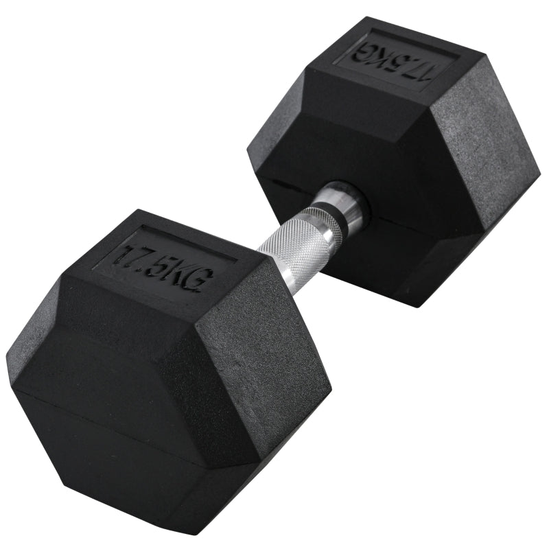 Dumbbell 17.5KG Single Hex Portable Hand Weight Rubber