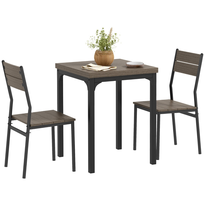 Three-Piece Dining Set Minimal Compact, Grey Wood Grain