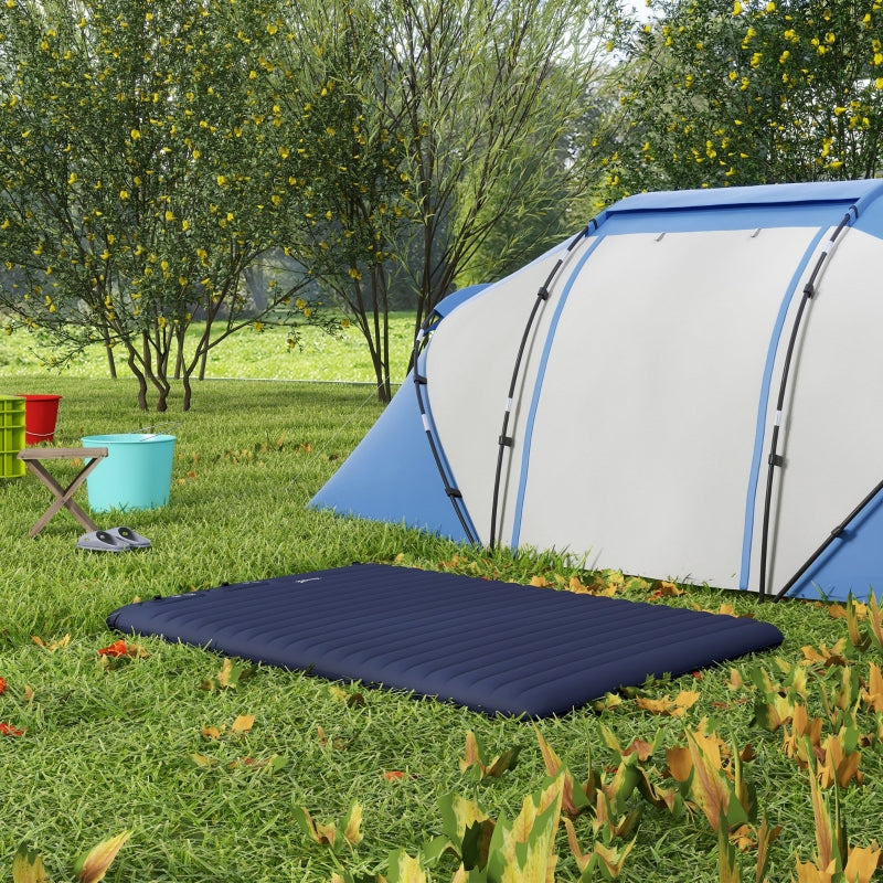 Double Inflatable Mattress Built-In Pump - Blue