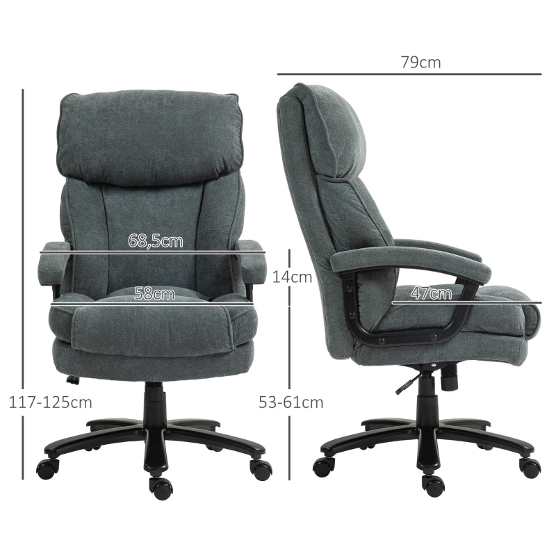 Large Tall Office Chair, 200 kg, Robust, Upholstery, Grey