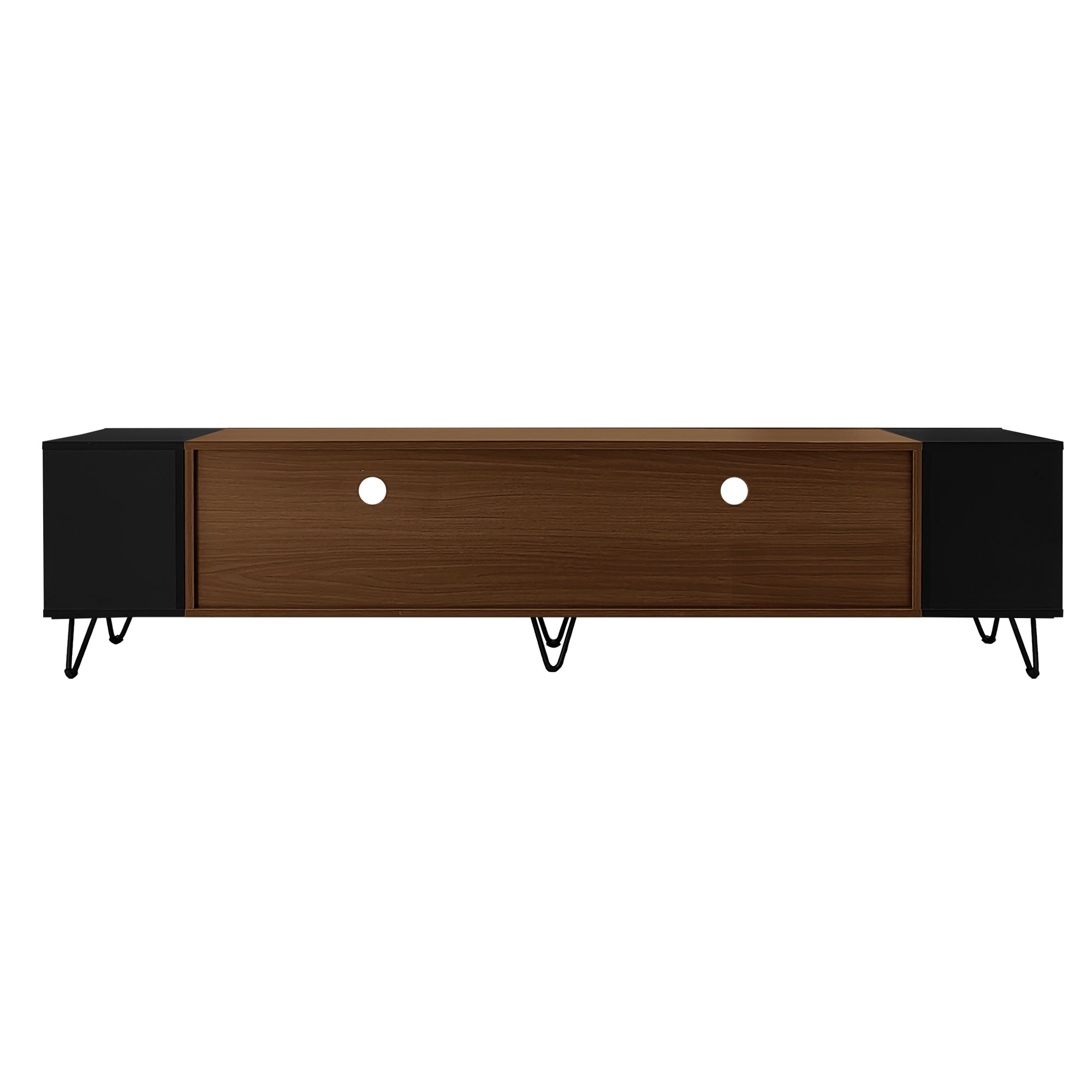 Modern TV Cabinet 180cm, Black and Wood Look