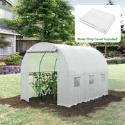 3 x 2 x 2m Polytunnel Greenhouse Replacement Cover, Roll-up Windows Door, White PE