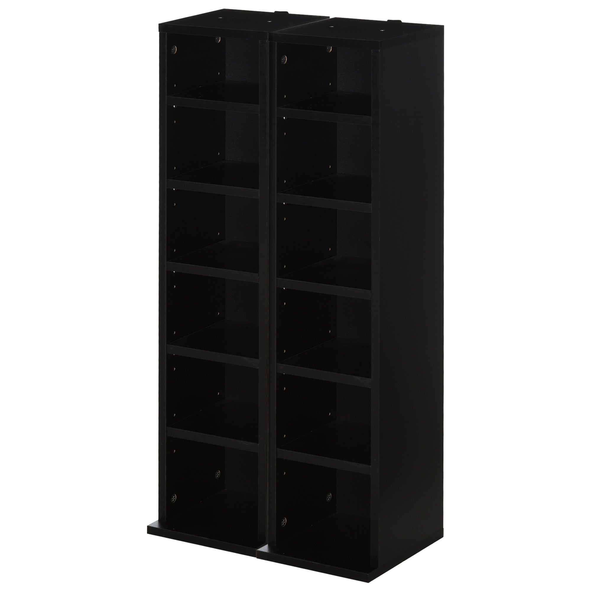 Media Display Shelf Set of 2, 204 CD/Blu-Ray Adjustable Tower Rack, Black