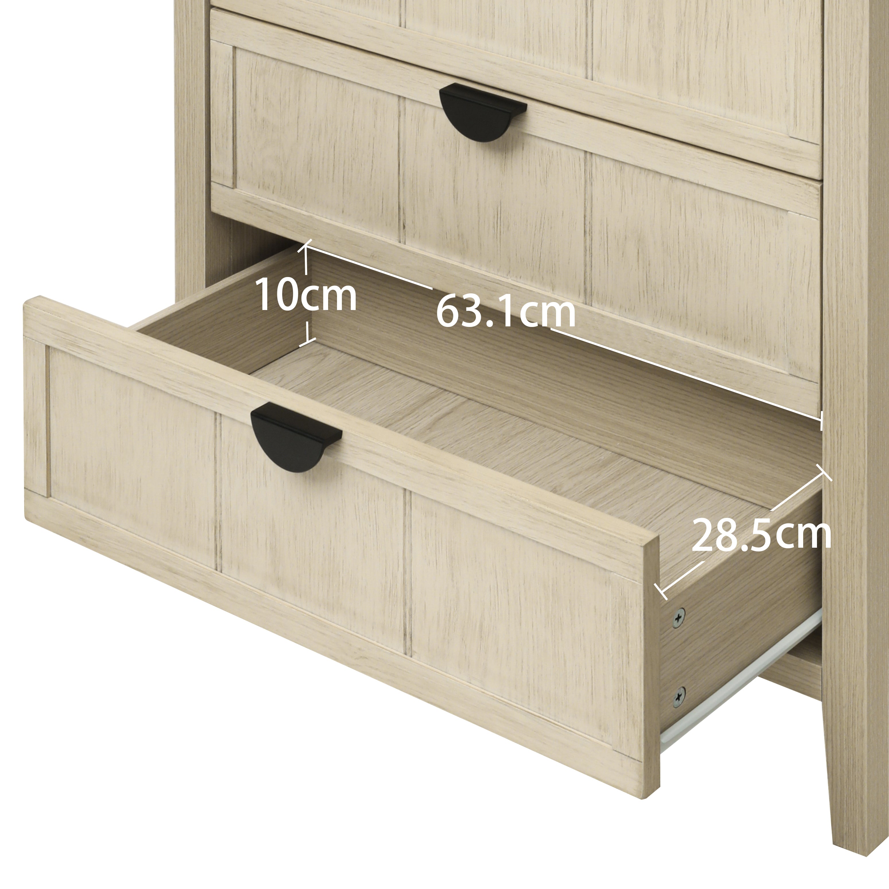Three-drawer cabinet, 80x40x80cm, natural wood look