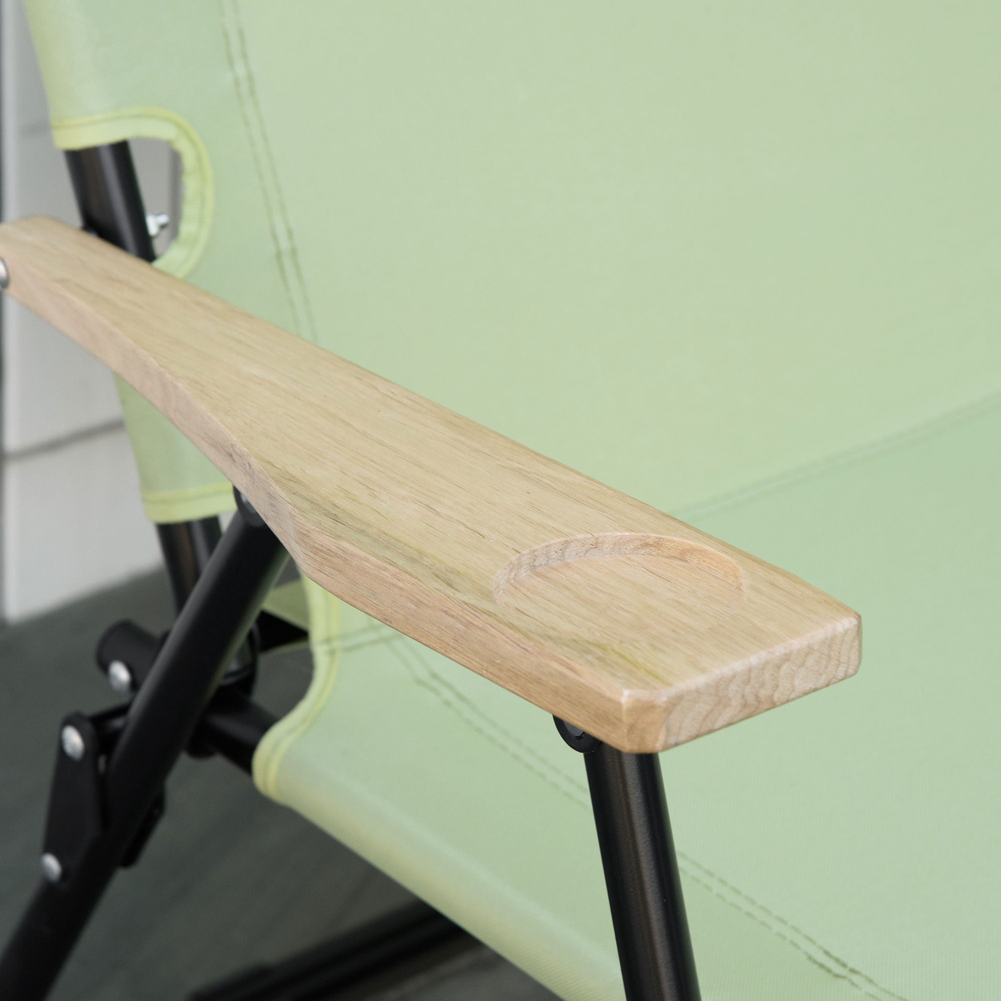 2-Seater Folding Camping Chair, Portable with Cup Holder, Light Green