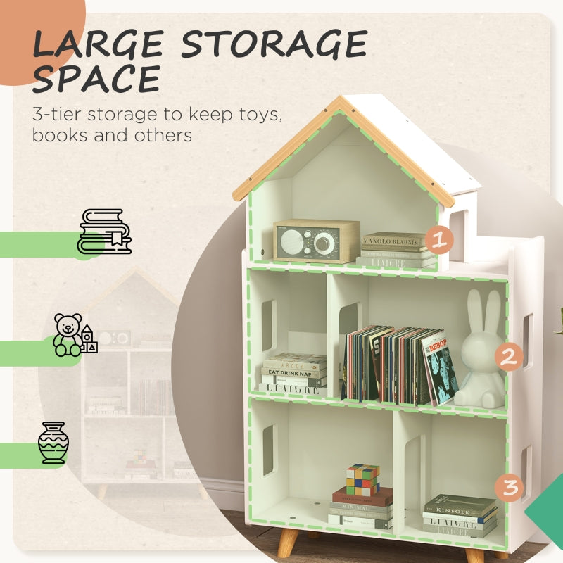 Three-Tier Toy Storage Shelf Kids Bookcase Six Cubes White