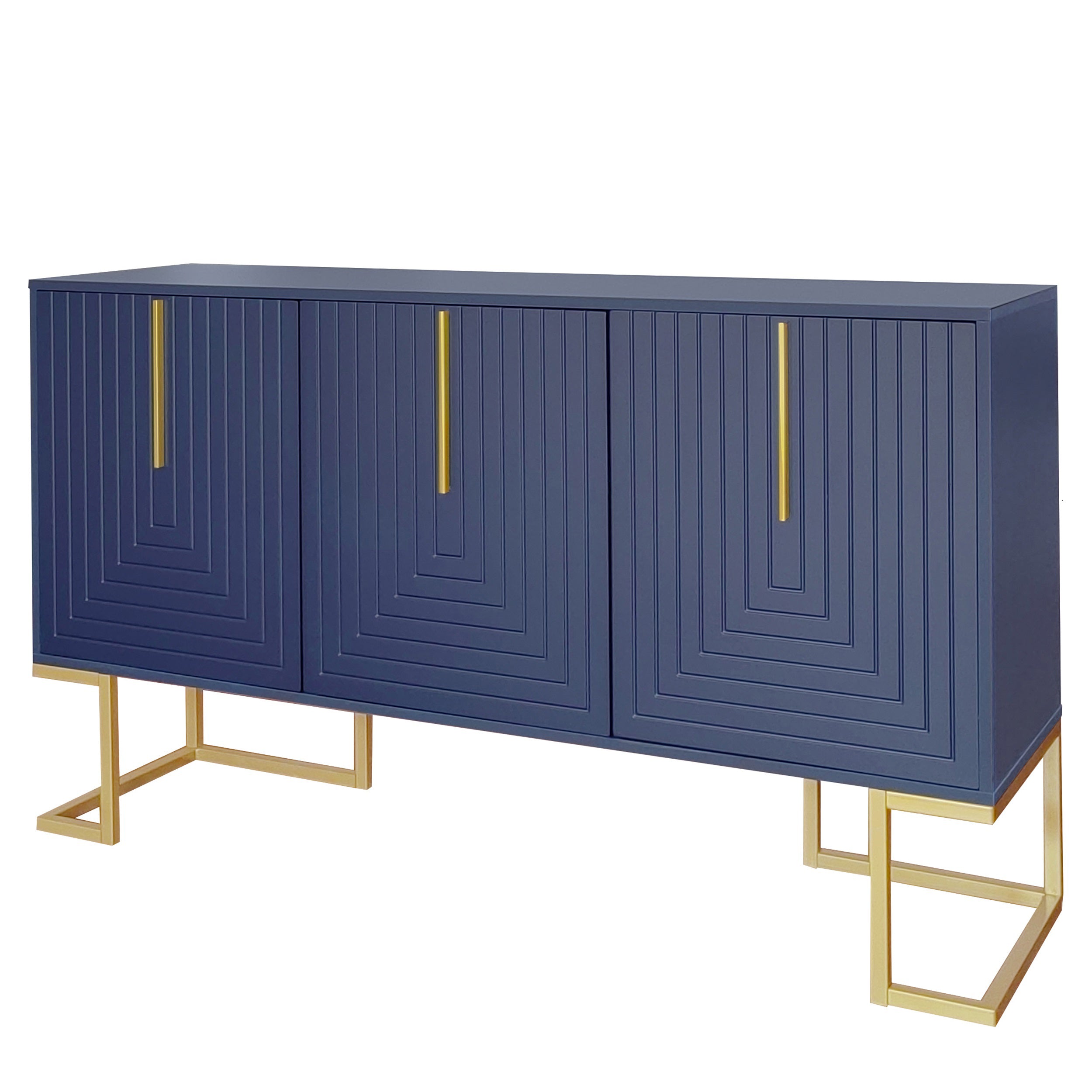 Modern Sideboard 3-Door Adjustable Shelves Metal Handles
