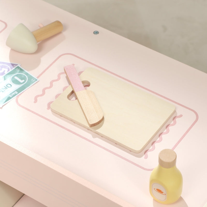 Kids Grocery Store Playset with Cash Register, Vending Machine, and Display Shelves, Pink MDF