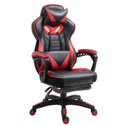 Computer Gaming Chair, Racing Desk Chair with Lumbar Support and Footrest, PU Leather, Red