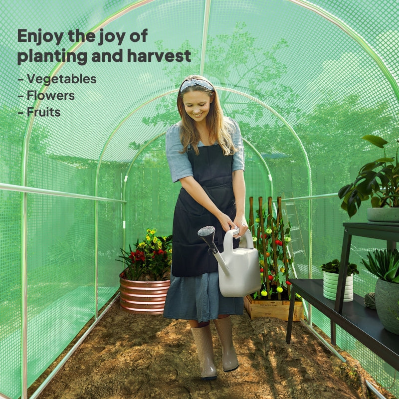 3 x 2 x 2m Polytunnel Greenhouse Hinged Door Walk-in PE Cover Galvanised Steel Green