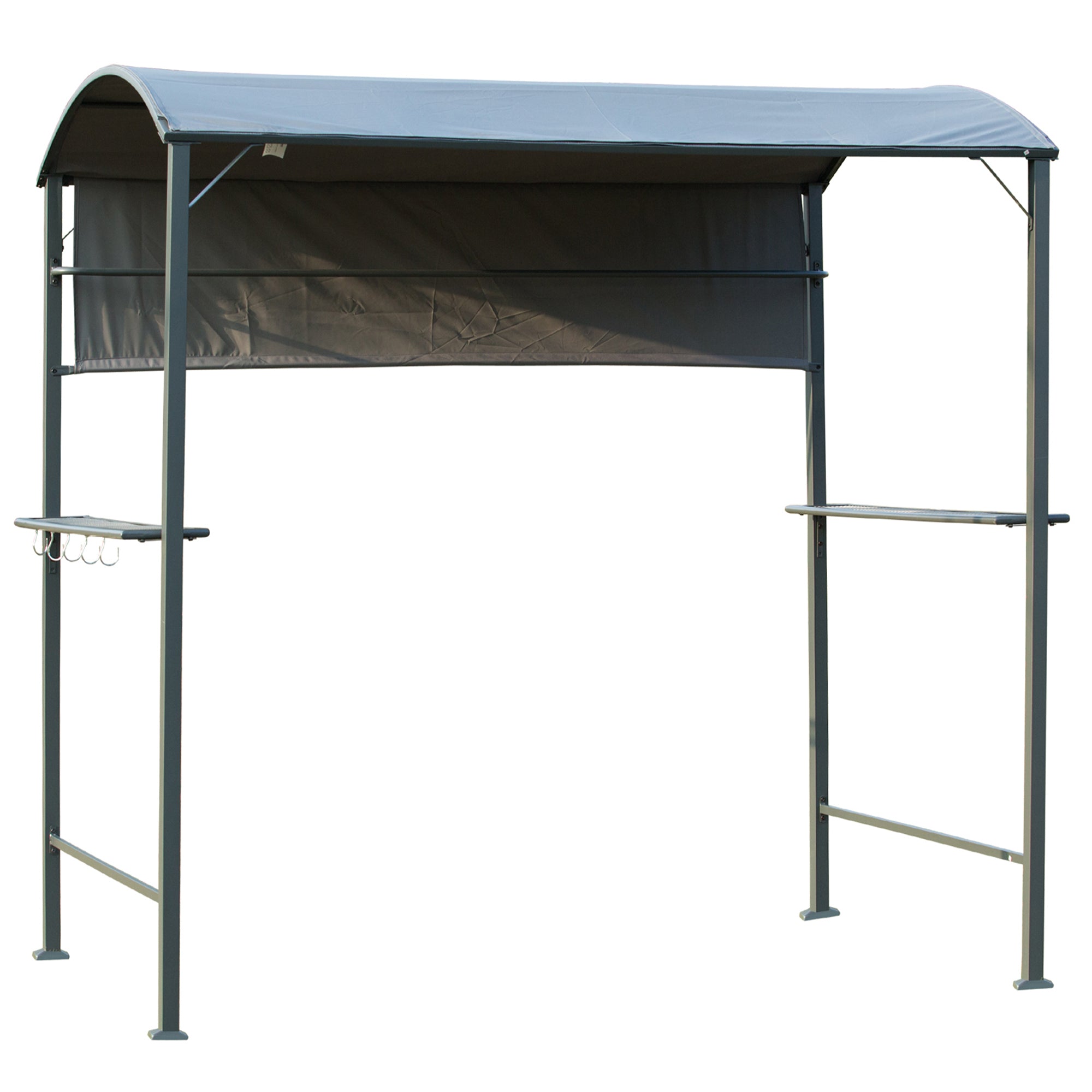 BBQ Shelter, Outdoor Grill Gazebo with Shelves & Hooks, Metal Frame