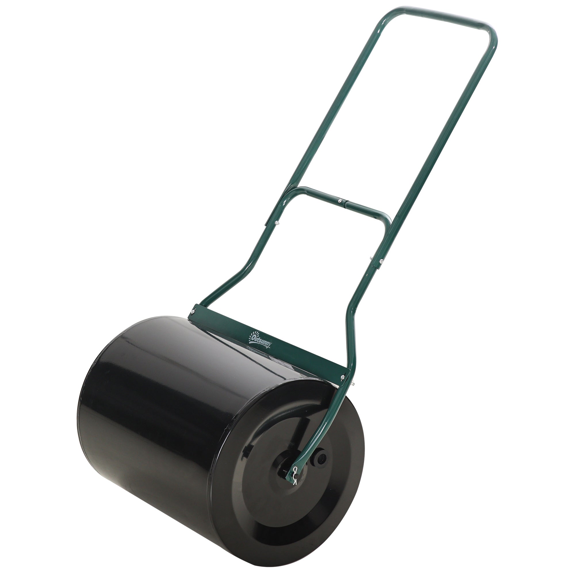 lawn roller with u-handle, 40 cm diameter, 60 L water/sand filling, metal black