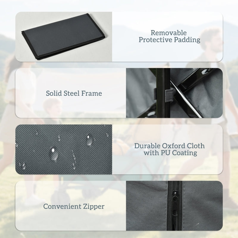 Outdoor Pull Along Cart Folding Cargo Wagon with Anti-Slip Wheel - Dark Grey