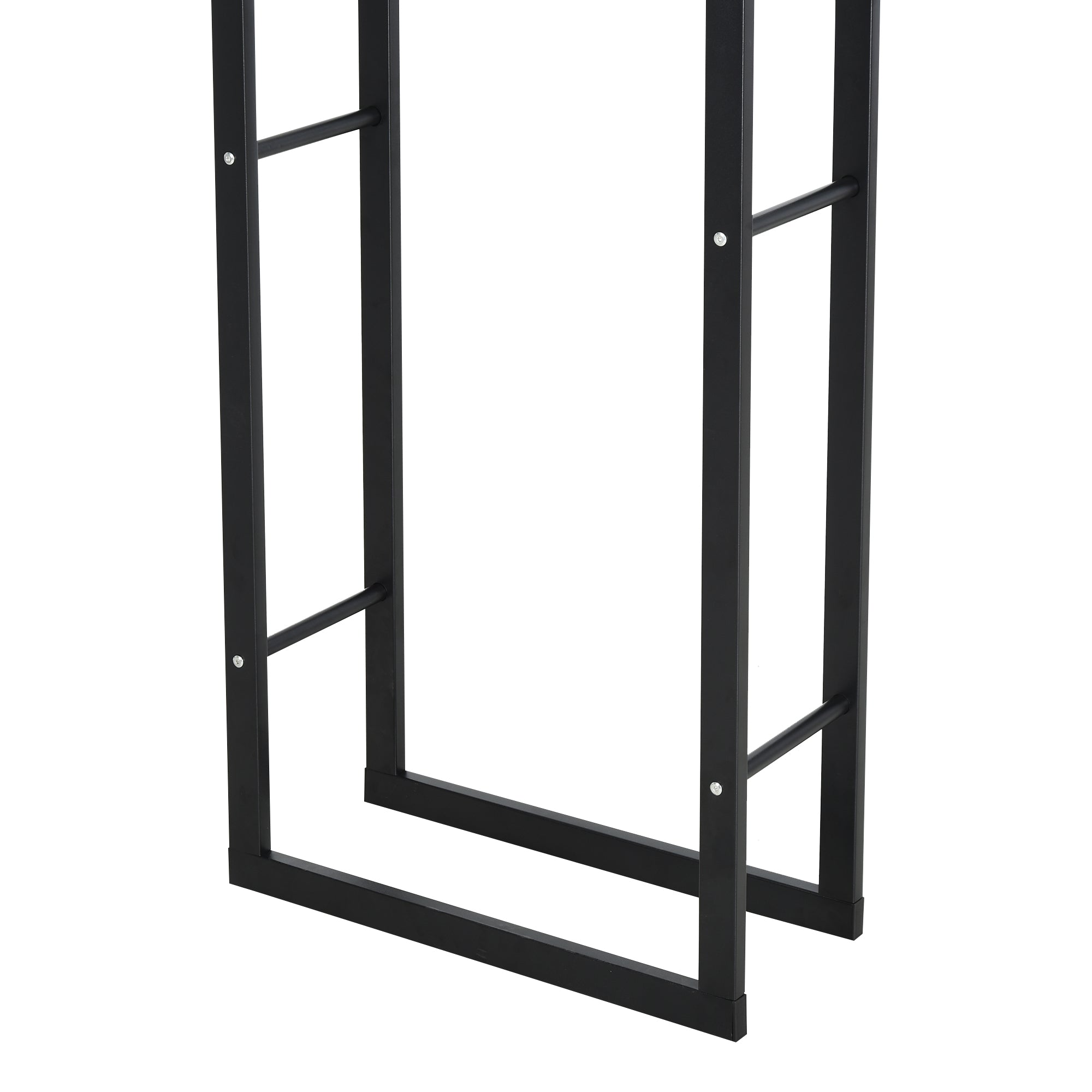 Metal Firewood Log Holder, Tall Storage Rack Indoor Outdoor with Side Rails, Black