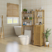 kleankin Toilet Shelf 3-Tier Bathroom Standing Storage Natural Bamboo