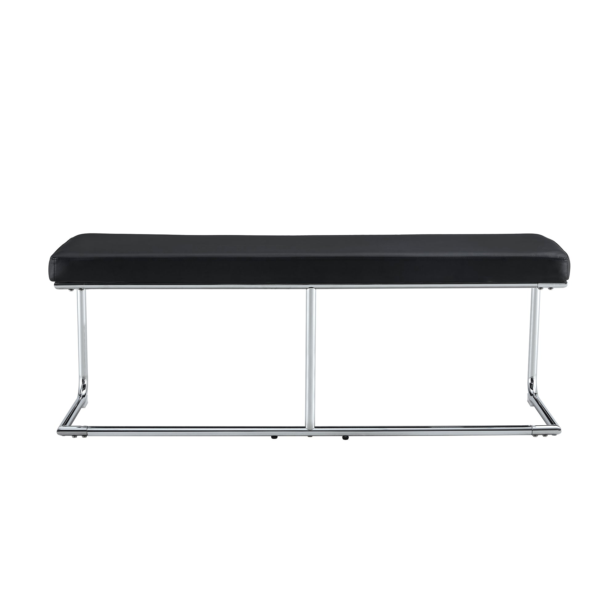 Bench 130cm Modern for Dining Room Hallway Leather Black