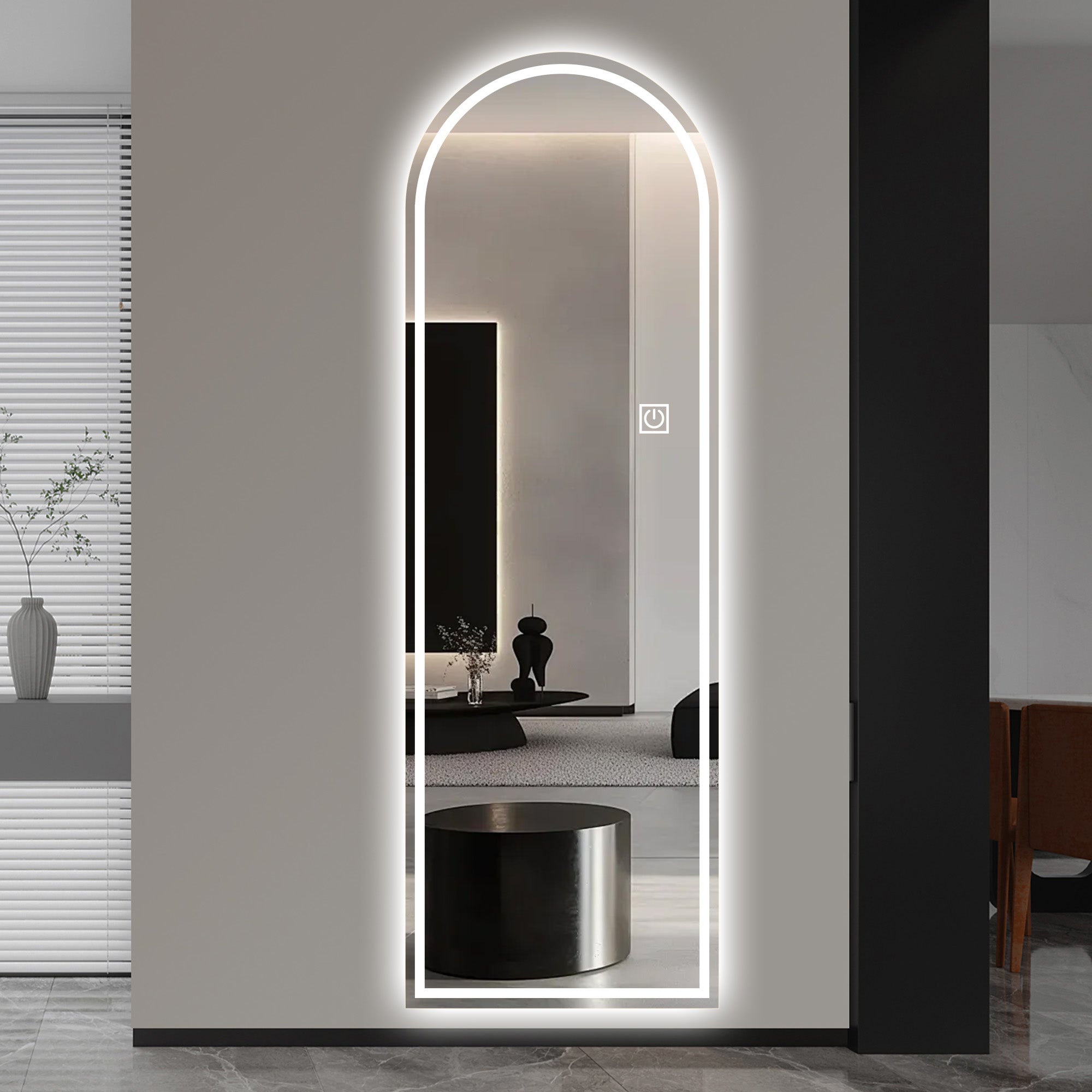 Arched Full-Length Mirror 165x50CM, LED Light, Dimmable 3-Color, Glass