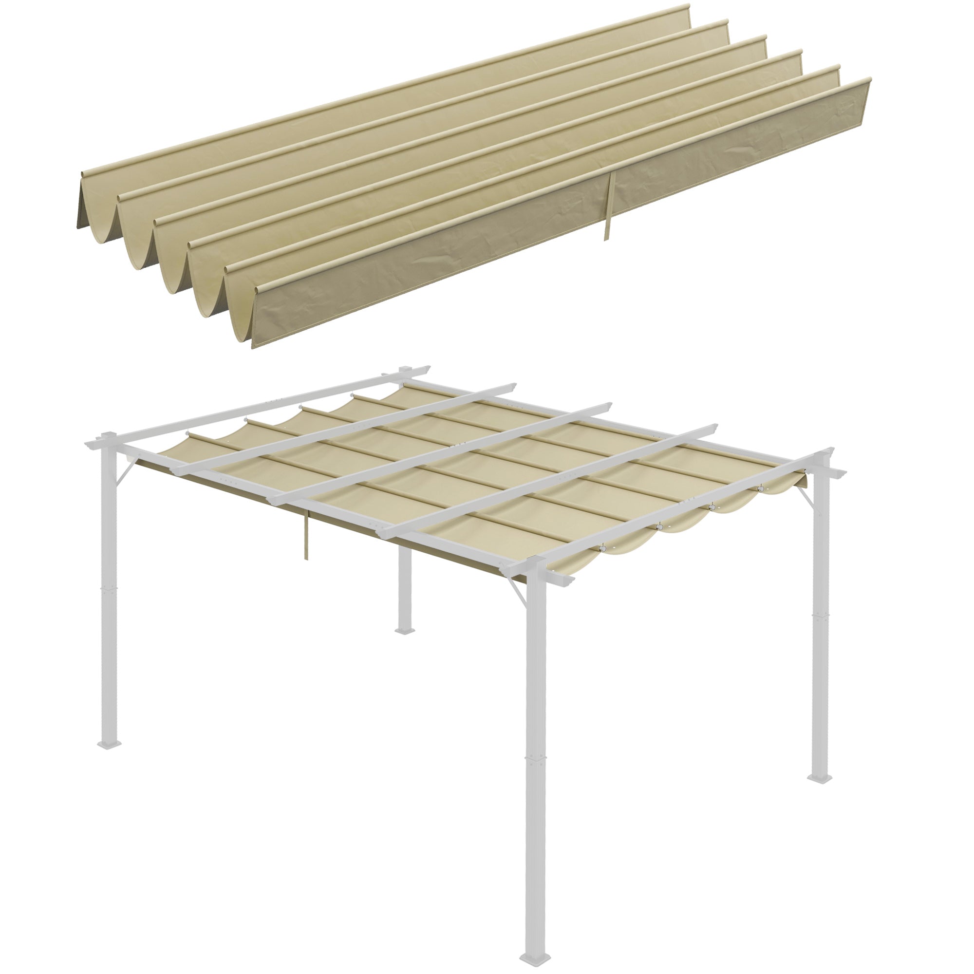 Retractable Pergola Shade Cover, Replacement Canopy 4x3m, Beige