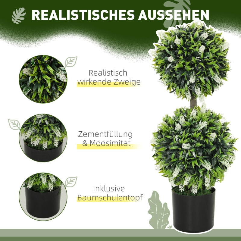 Artificial Plants, UV-resistant, 70 cm, Green, Set of 2
