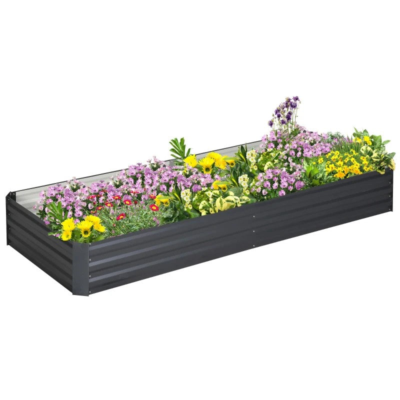 Raised Garden Bed, Open Base Easy Assembly Steel, Grey