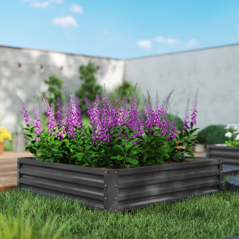 Raised Bed Planter, 120 x 120 x 30 cm, Light Gray Steel