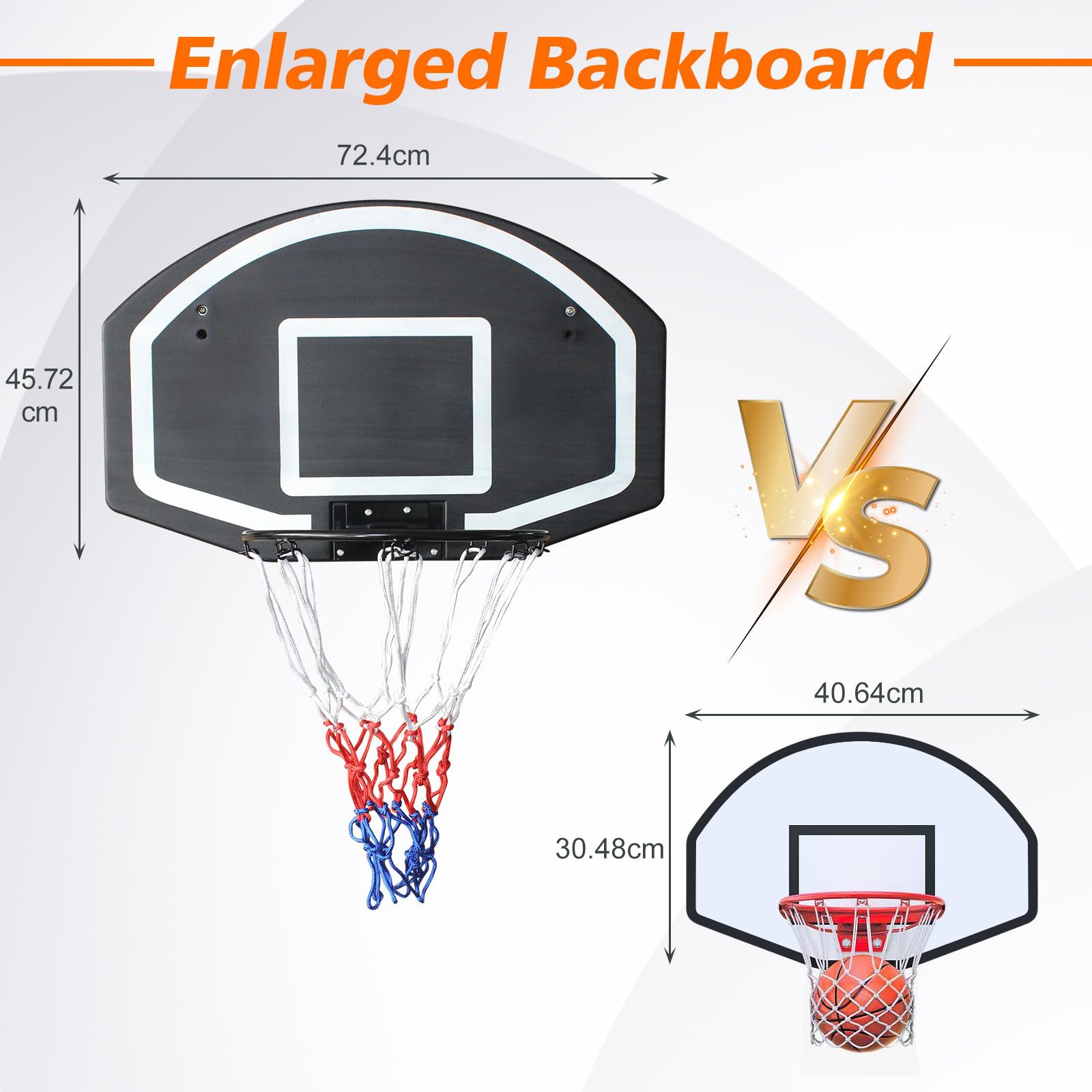 Basketball Hoop Wall/Door Mount Indoor/Outdoor Shatter-Proof Backboard - Black