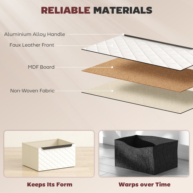 Chest of Drawers Dresser with 2 Fabric Drawers Aluminium Handles White