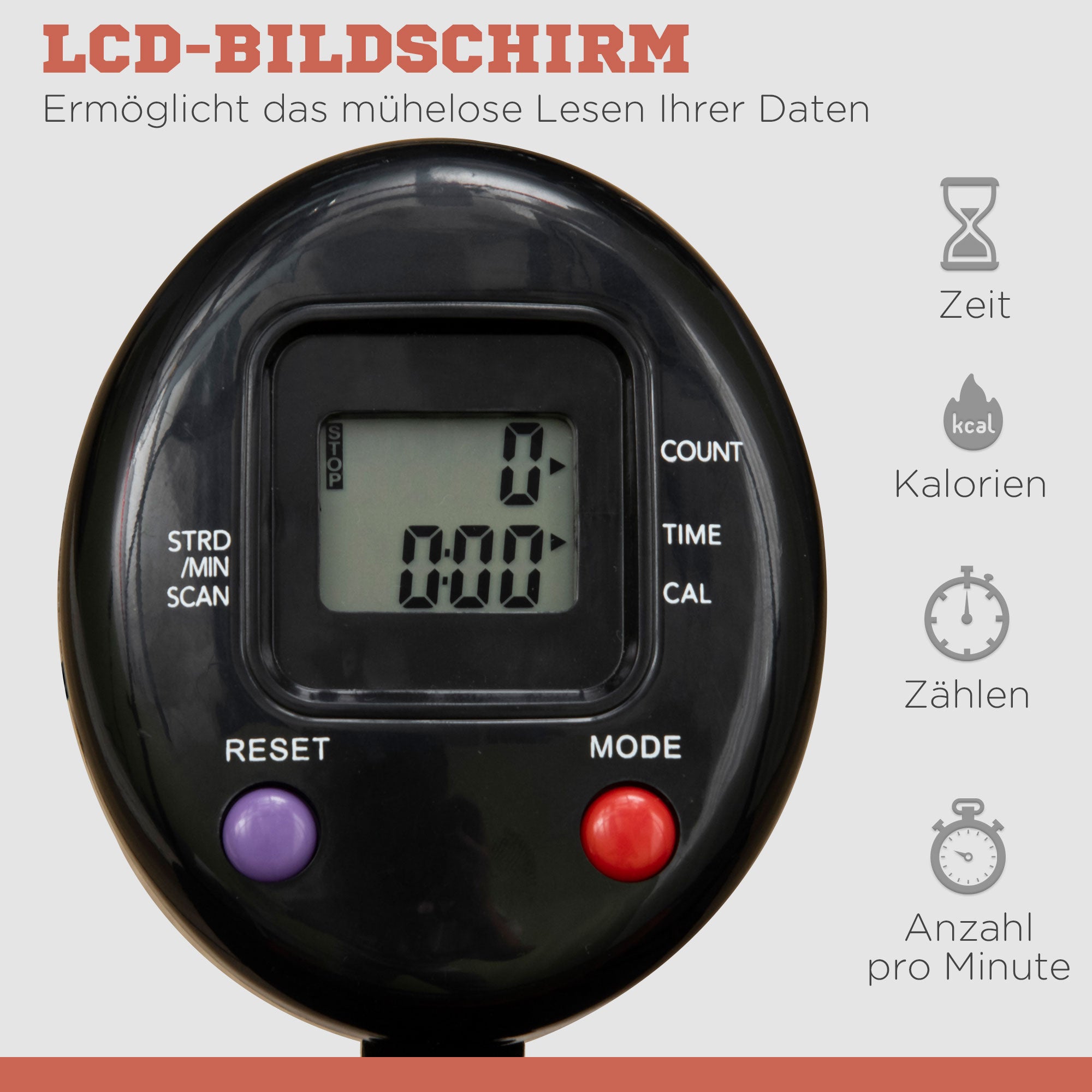 Mini Trampoline, LCD Monitor, 4-Way Adjustable Handlebar, Black/Blue