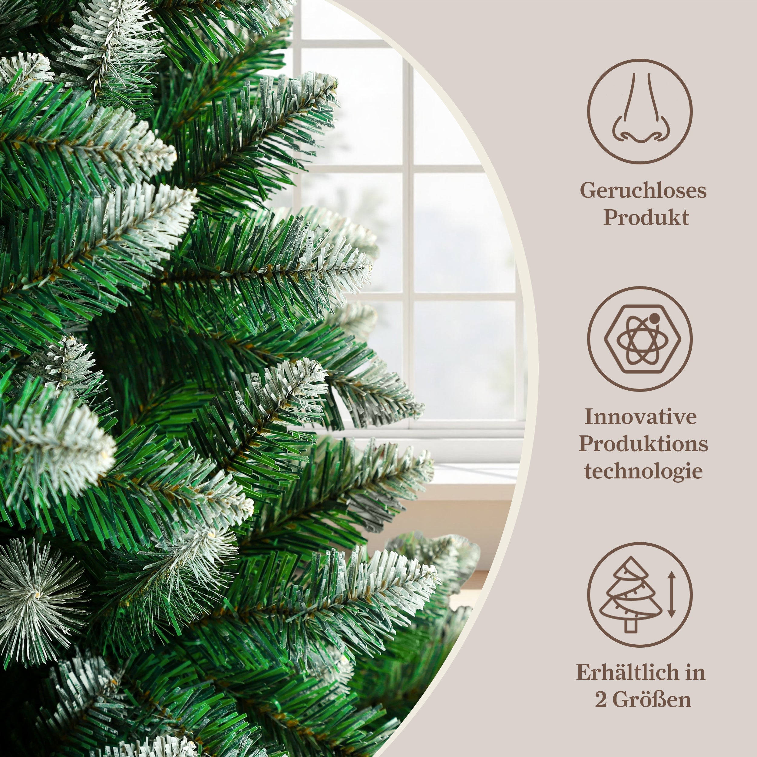 Artificial Christmas Tree, 180cm, 800 Tips, with String Lights, Natural Style